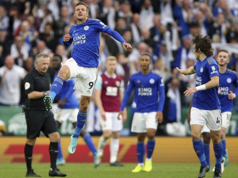 Jamie Vardy has helped Leicester to a 2-1 win over Burnley in the English Premier League.