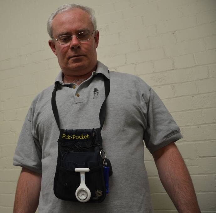 CAMERA OPTIONS: Anthony Craig displays his body camera contained in the bag around his neck. Picture: LITHGOW MERCURY FILE IMAGE. 