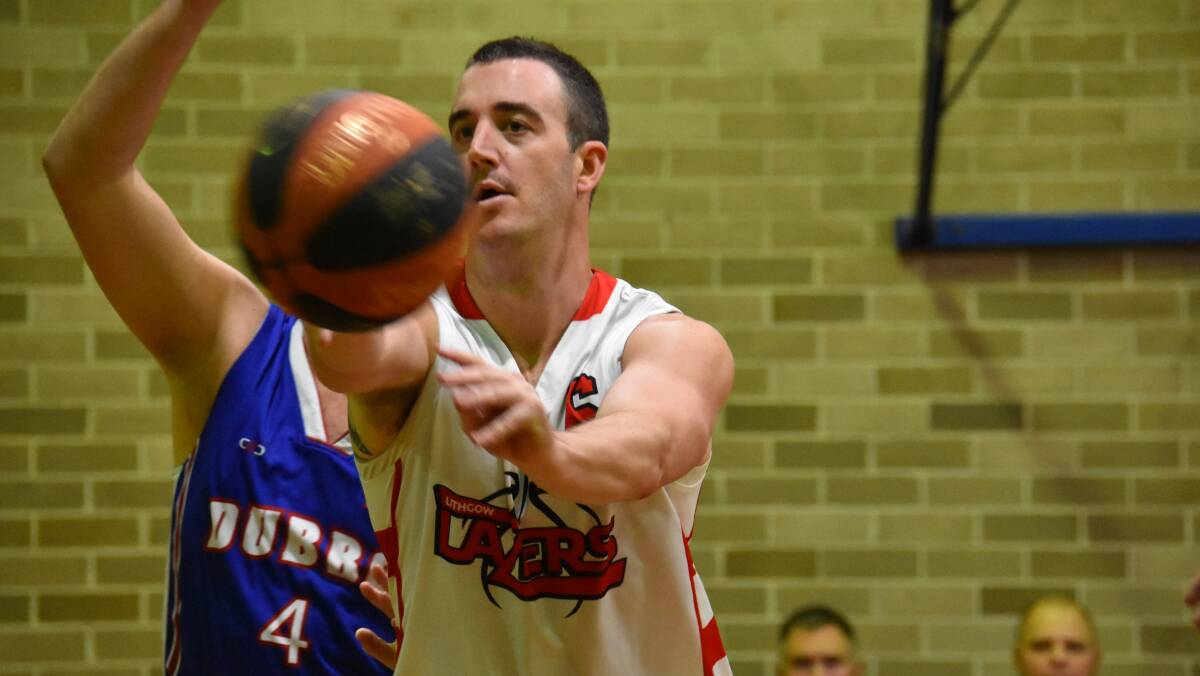 BALL AWAY: Michael Cox, pictured in action against Dubbo earlier this season, was a top performer for the Lazers on Saturday. Picture: KIRSTY HORTON.
