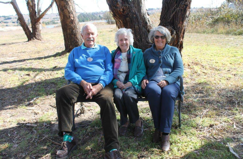 AH, THE SUNSHINE:  Al Ritchie, Dot Hughes, Denise Mort pick out the best spot. Picture: SUPPLIED. 