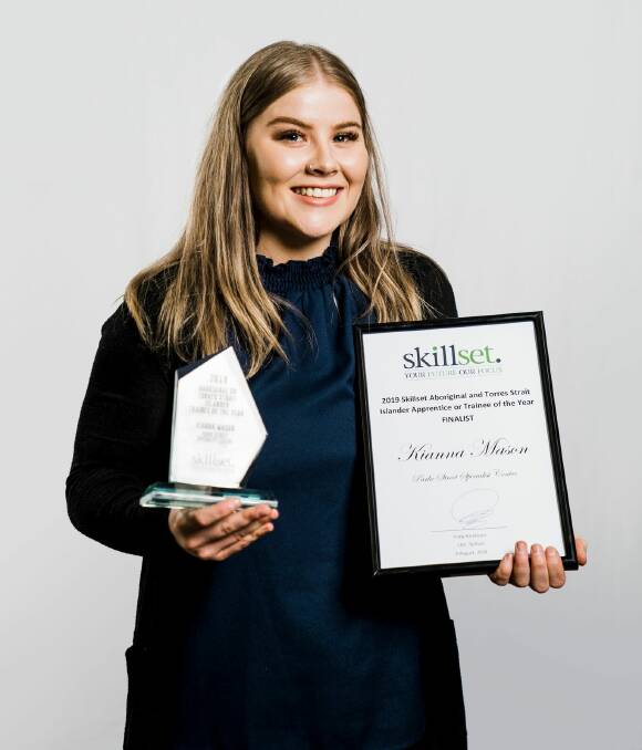 Lithgow trainee Kianna Mason was awarded the Skillset Aboriginal and Torres Strait Islander Apprentice or Trainee of the Year. 
