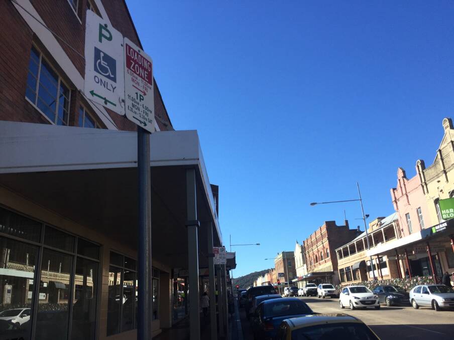 A loading zone in Lithgow's Main Street. 