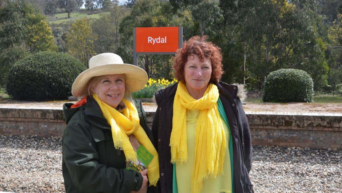 STOP BY THE STATION: Leslie Schneider and Judy Finlay at Rydal's Daffodil Festival in 2016. 