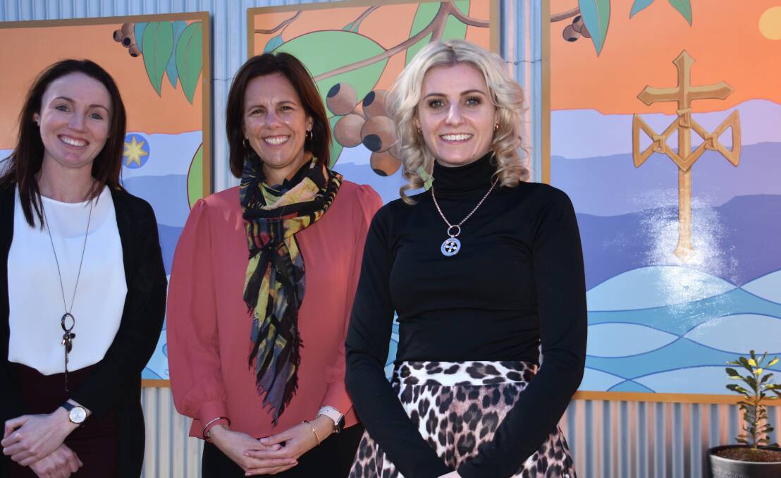 LEADERSHIP TEAM: Cassandra Toole and Lyndall Marshall with acting principal Renae Dunleavy. Picture: KIRSTY HORTON. 