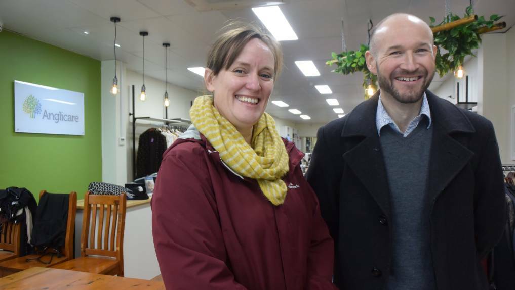 WELCOME: Anglicare's Stephanie Seers de Vasquez with Lithgow Anglican Church Minister Mark Smith. Picture: KIRSTY HORTON