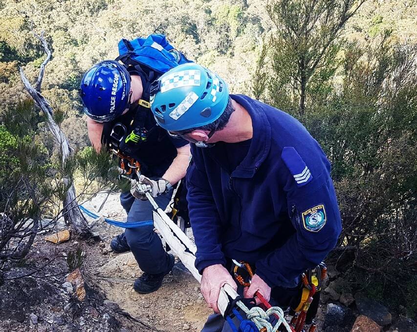 The rescue team in action. Picture: Blue Mountains Police Rescue.