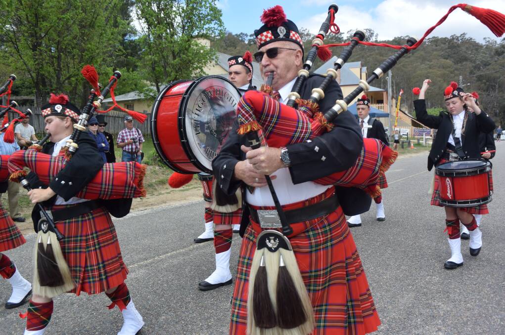 PLAYING A MARCHING TUNE: The Highland Pipe Band plays at the Back to Hartley celebrations on October 29. Picture: KIRSTY HORTON. 