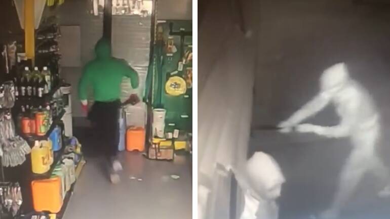 BREAK-IN: Stills from the CCTV footage released by Thompsons. 