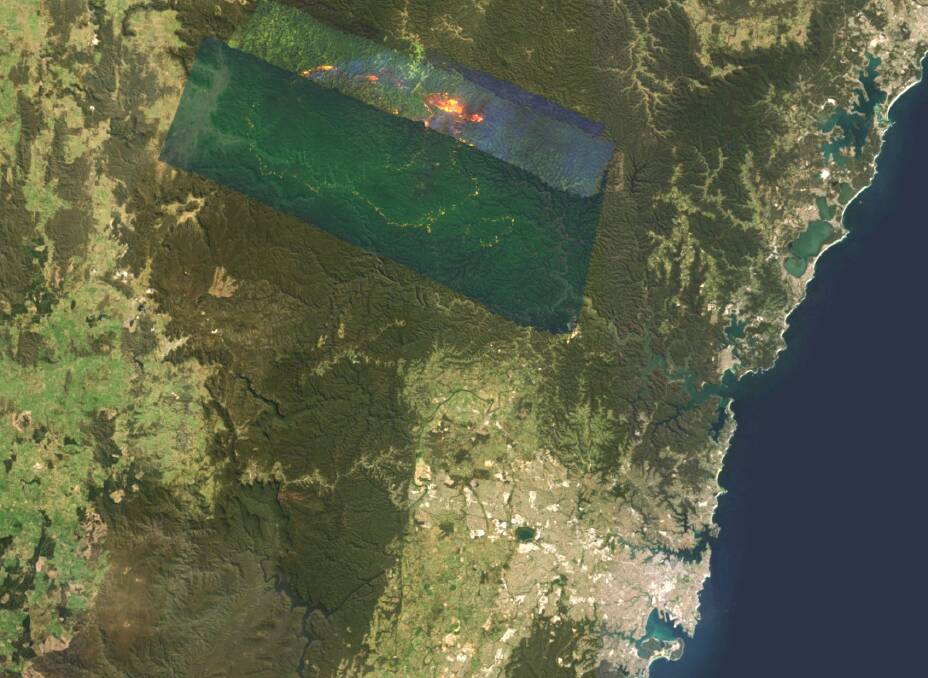 The Rural Fire Service released this image on their social media feeds this afternoon showing the footprint of the enormous fire. 