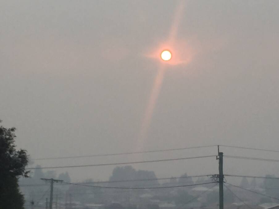 The haze over Lithgow on Monday morning. Picture: KIRSTY HORTON. 