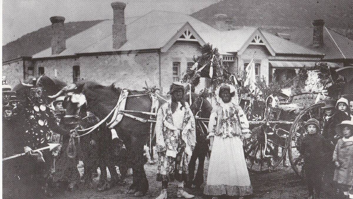 CHARACTERS: The winning display in the comic section Wattle Blossom photographed by H Mellor in Hayley Street prior to the procession on October 9, 1911.