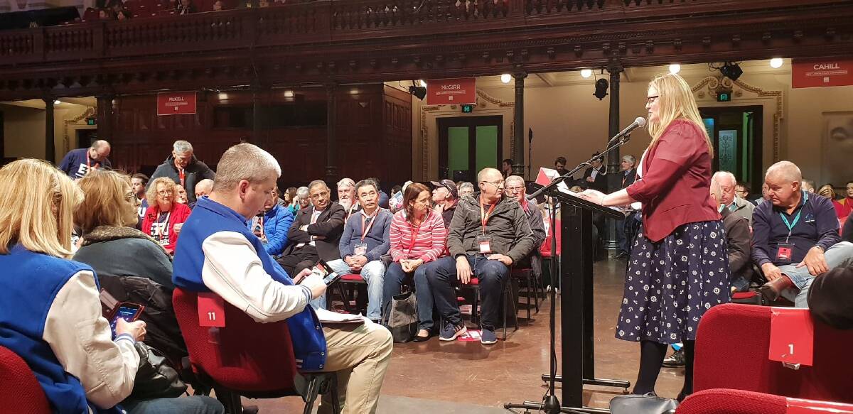 SPEAKING OUT: Lithgow City Cr Cassandra Coleman at the recent NSW Labor Conference. Picture: SUPPLIED. 