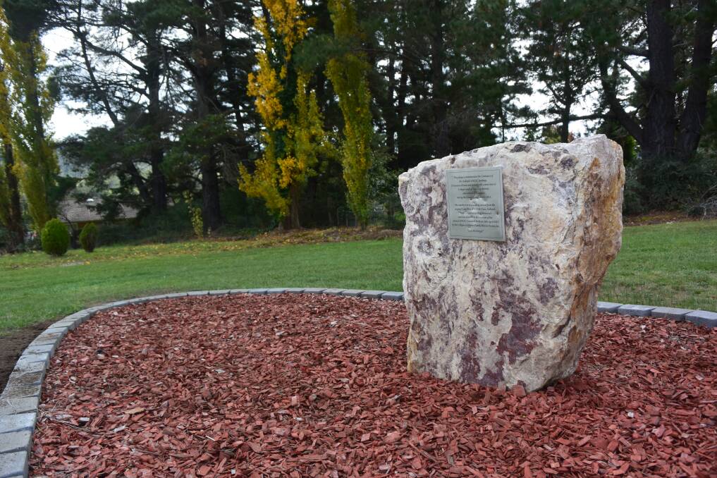 PLAQUE DAMAGED: The stone in Lithgow cemetery was erected as part of Lithgow's Anzac commemorations in 2015. 