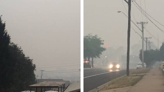 The view in Bowenfels on Thursday morning, December 12. The surrounding mountains are completely obscured by smoke. Pictures: KIRSTY HORTON. 