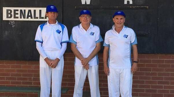 REPRESENTING THE REGION: Wildfire senior cricketers Stephen Walsh and Neville Castle, pictured with fellow cricketer Graham Glazebrook in 2018. Picture: SUPPLIED.