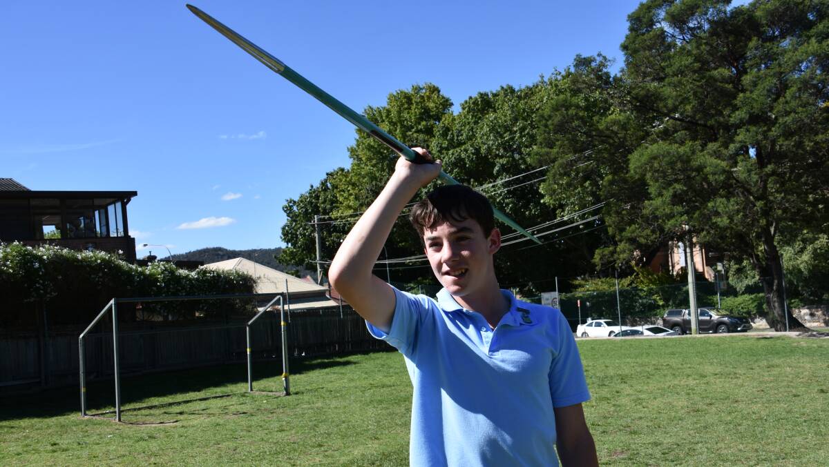 JAVELIN CHAMPION: Angus Clues practices his javelin. Picture: SUPPLIED. 