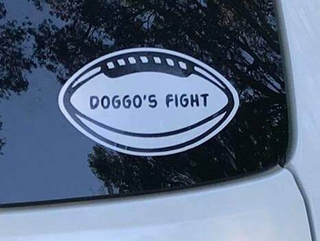 SUPPORT: The Doggo's Fight sticker. Picture: SUPPLIED. 