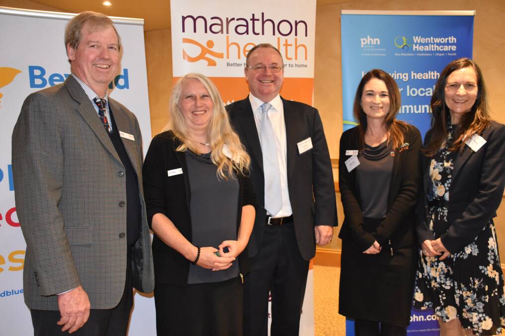 HAPPY BUNCH: Marathon Health Acting CEO Garry Burton, coach Prue Moggs, Beyond Blue general manager strategy and policy Sam Rosevear, coach Shelley Ryan and Wentworth Healthcare CEO Lizz Reay. 