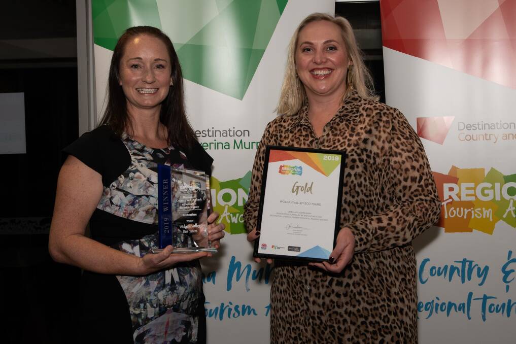 WINNER: Kristie Kearney (left) accepts her award from Destination Riverina Murray's Sarah Hope. Picture: SARAH O'NEILL. 