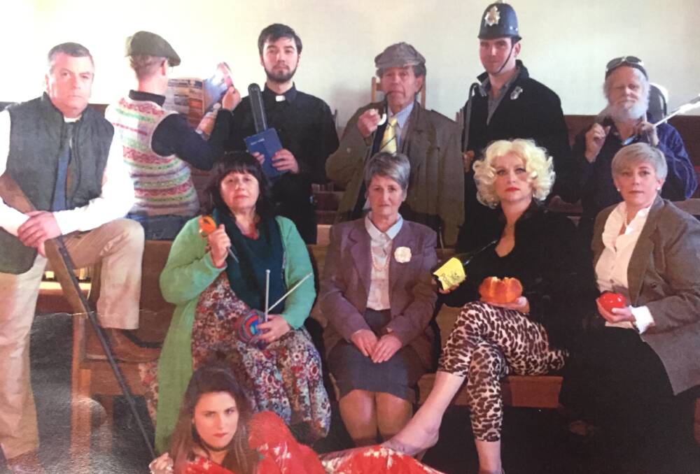 COLOURFUL CAST: Who did the deed? Lithgow Theatre Group's cast for Agatha Crusty and the Village Hall Murders. Picture: SUPPLIED. 