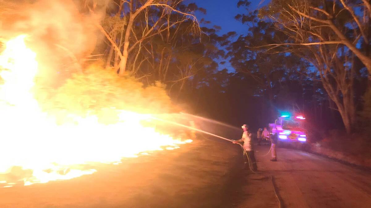 Wallerawang Rural Fire Service crews carry out backburning operations over the weekend. Picture courtesy of Gena Dray. 