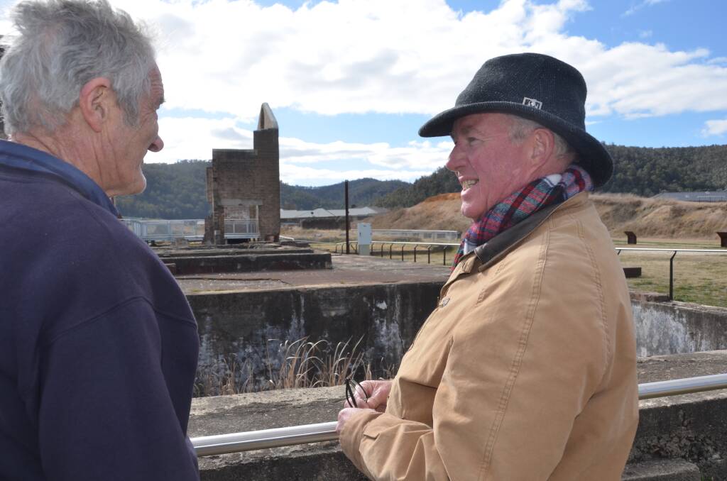 JUDGING: Lithgow Tidy Towns committee member John Compton shows Tidy Towns assessor Doug MacDonald Blast Furnace Park earlier this year. Picture: PHOEBE MOLONEY. 