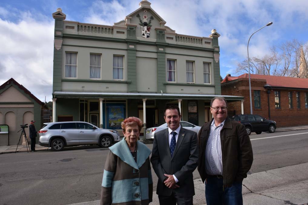 THEATRE UPGRADE: Lithgow Musical Society's Rae Burton and Paul Goodwin with MP Paul Toole at the time of the funding announcement. Picture: CIARA BASTOW.