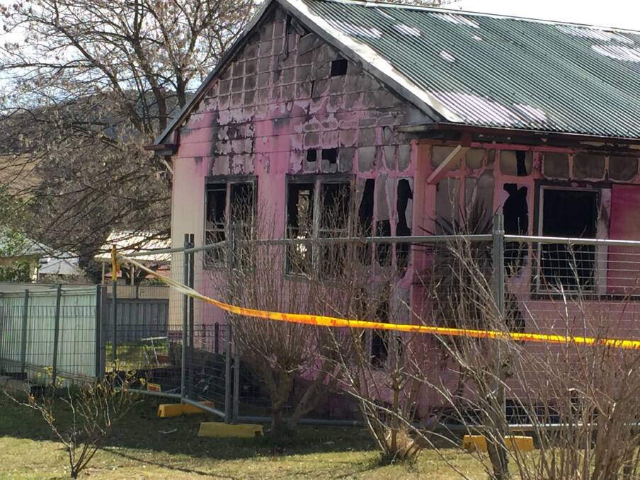 GUTTED: The Andrew Street home in Bowenfels which was destroyed by fire on Saturday night. Picture: KIRSTY HORTON. 