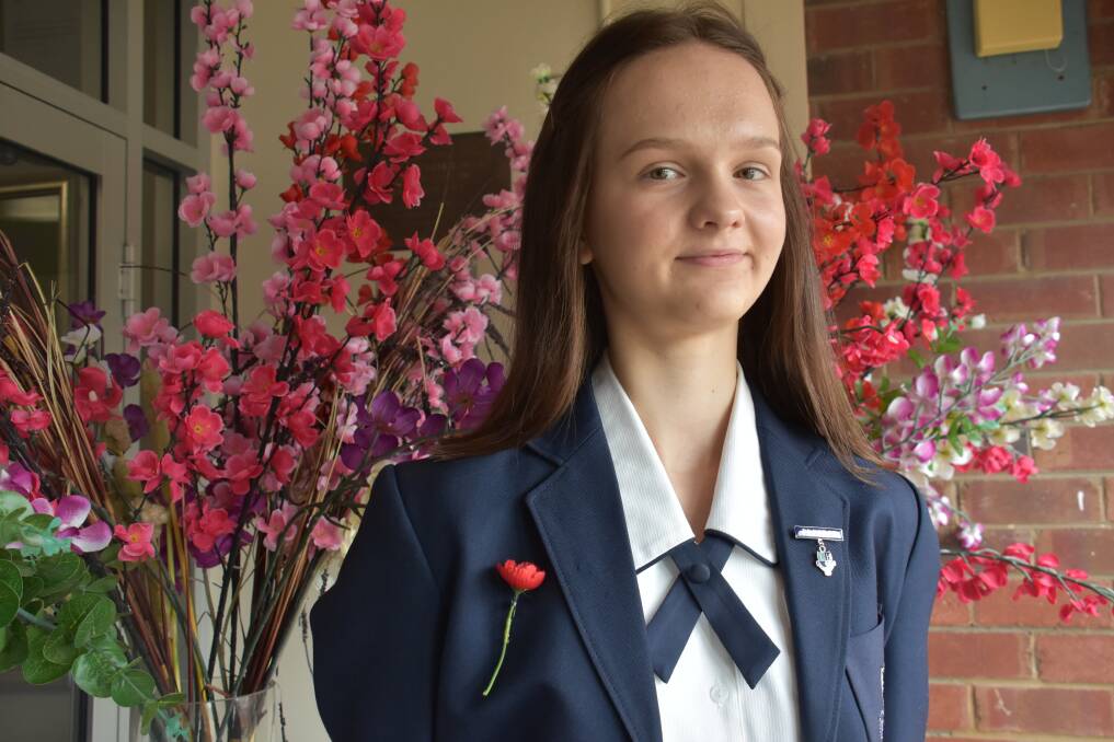 LEST WE FORGET: Lithgow High School's Miranda Swift. Picture: KIRSTY HORTON. 
