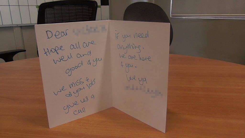 The greeting card seized at Silverwater Correctional Centre. Pictures: SUPPLIED. 