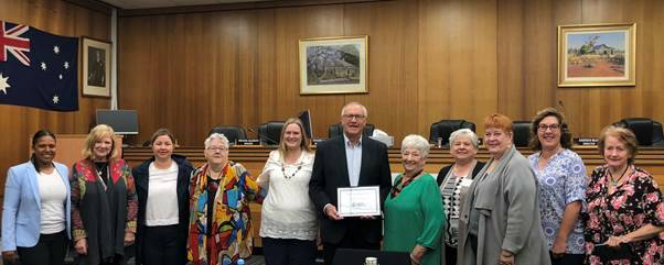 CALLING WOMEN: Cr Cassandra Coleman and Cr Wayne McAndrew with members of the Australian Local Government Women's Association. Picture: SUPPLIED. 