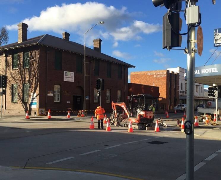 Roadworks as they began on May 30 at the Eskbank Street intersection. 
