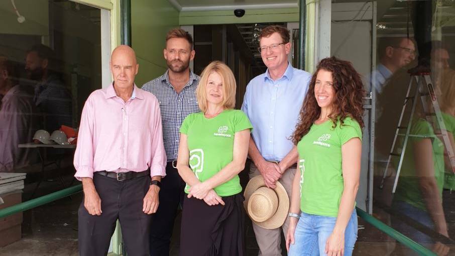 Headspace centre manager Andrew Meenahan, site manager Mitchel Baldock from Interite, Headspace youth care worker, Brigitte Lees, Federal Member for Calare Andrew Gee and Headspace community engagement officer, Carolyn Fisher pictured during the site's development earlier this year. 