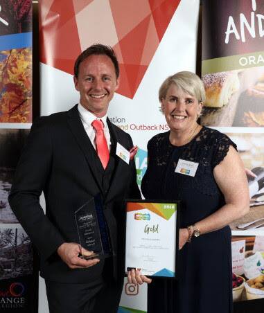 WINNER: Mayfield Gardens CEO Hamish Keith and Regional Tourism Awards chairperson Jane Barnes. Picture: Andrew Murray. 