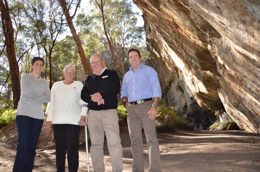 GRANT: Patsy Wolfenden, Wiradjuri elder Aunty Helen Riley, Lithgow mayor Cr Ray Thompson and Bathurst MP Paul Toole at Blackfellows Hand. Picture: SUPPLIED. 