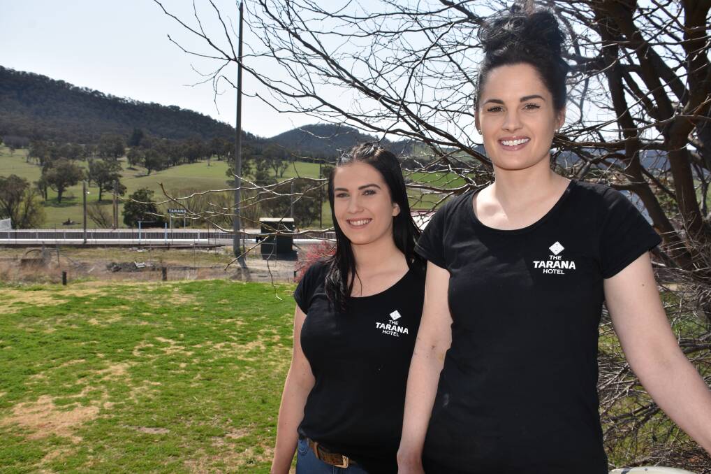 READY TO PARTY: Organisers Jacinda Snow and Victoria Bewley out the back of the Tarana Hotel. Picture: KIRSTY HORTON. 