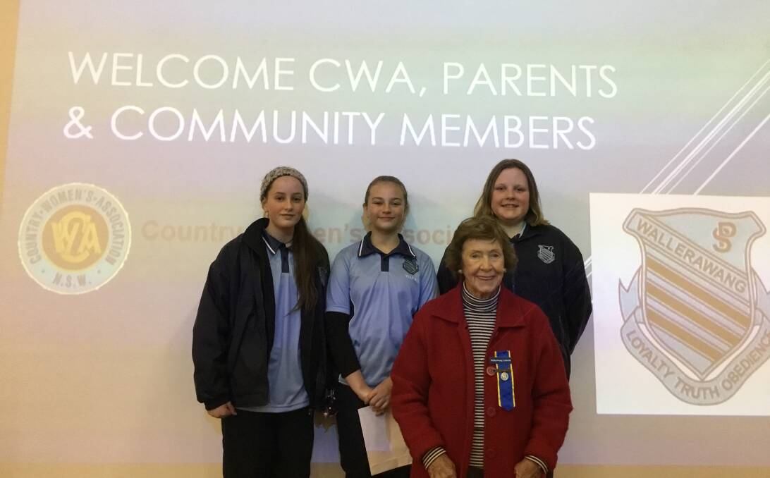 GREAT PARTNERSHIP: Winners Maddison Dobson, Kayla Law and Marijke McLoughlin with Mrs Kay Martin of the CWA. Picture: SUPPLIED. 