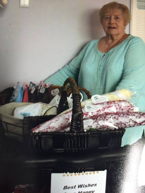 PRESENTS: Lithgow UHA president Jean Hills with some of the hand-made goodies delivered to mums. Picture: SUPPLIED. 