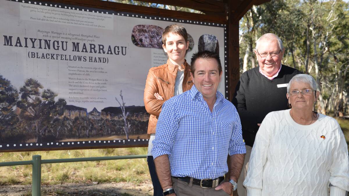GRANT: Patsy Wolfenden, Wiradjuri elder Aunty Helen Riley, Lithgow mayor Cr Ray Thompson and Bathurst MP Paul Toole during a recent funding announcement at Blackfellows Hand. Picture: SUPPLIED. 