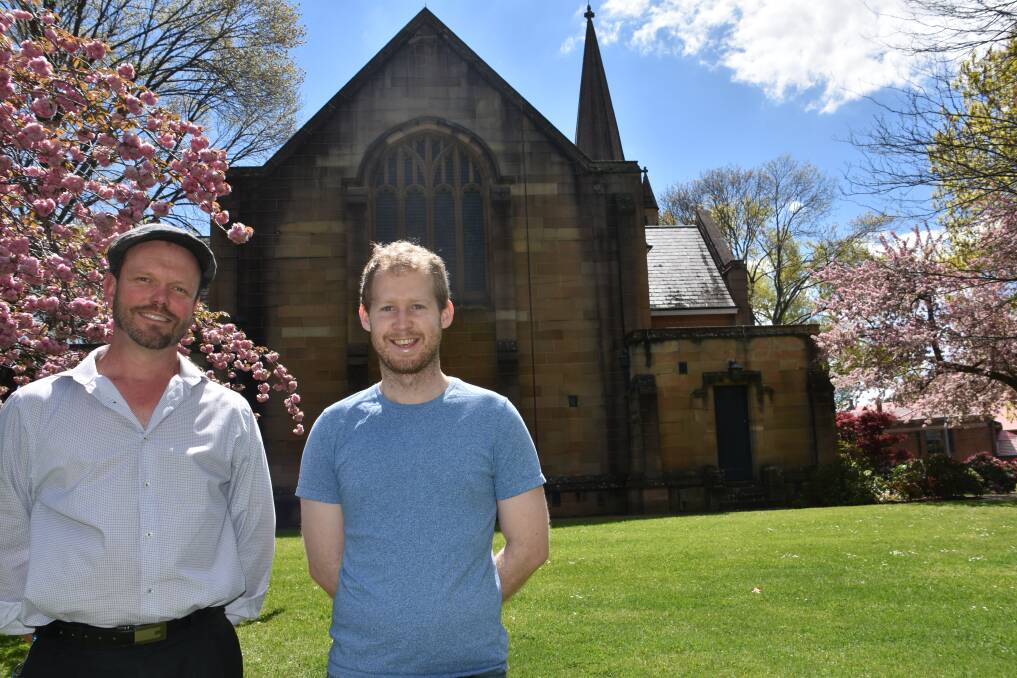MARKING 90 YEARS: Reverend Matt Trounce and Community and Fresh Expressions Pastor Joshua Bleyerveen. Picture: KIRSTY HORTON. 