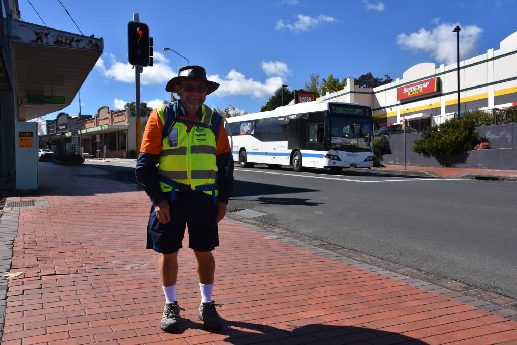 WALK FOR MS: Greg Chidgey during a pit stop in Lithgow. Picture: ALANNA TOMAZIN.
