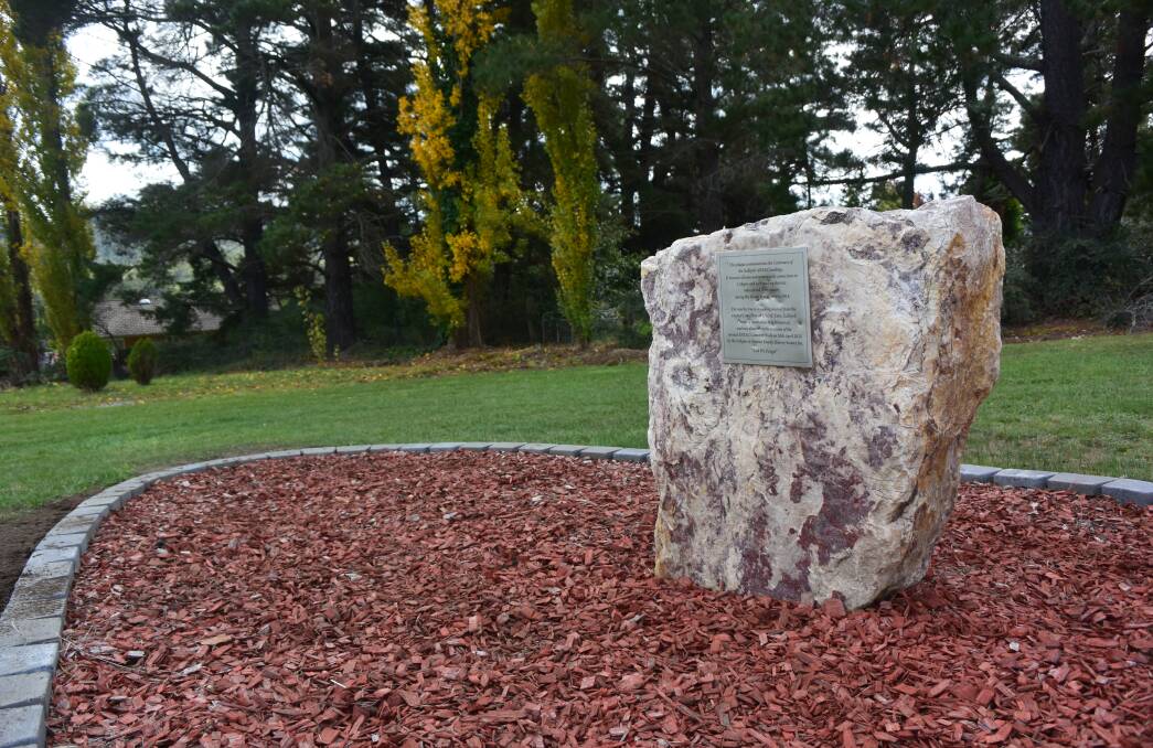 PLAQUE DAMAGED: The stone in Lithgow cemetery was erected as part of Lithgow's Anzac commemorations in 2015. 