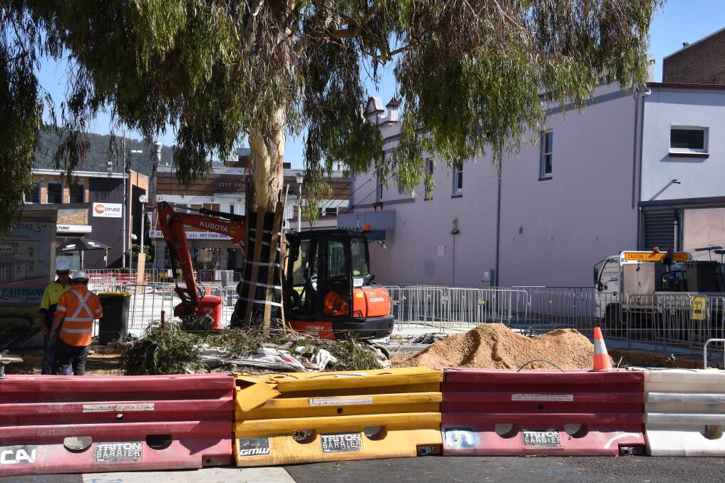 LITHGOW CBD: Work continues on the revitalisation project at Cook Street Plaza. 