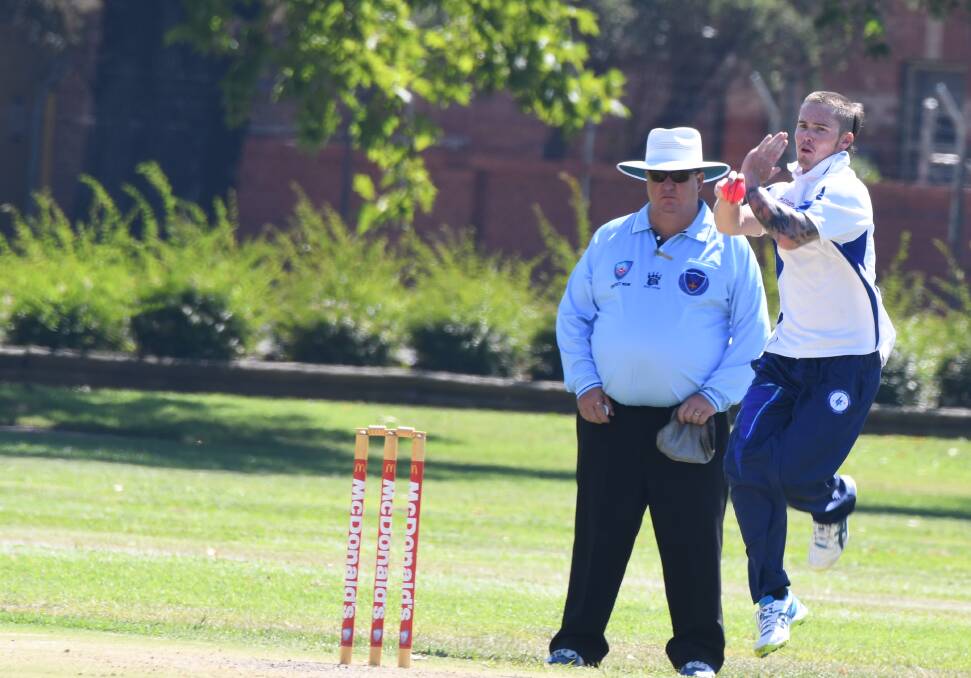 ATTACK: Dallas Tilley bowling for Lithgow against Bathurst in the Mitchell Cup final. Picture: Chris Seabrook.