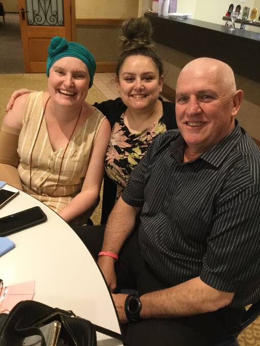 Briony Sheather with sister Laura and dad John Pillans. 