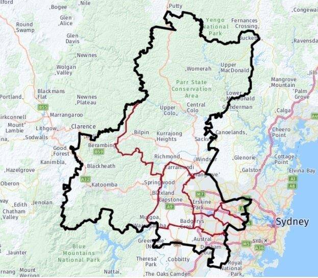 The current Western Sydney Regional Organisation of Councils Ltd (WSROC) map. Picture: SUPPLIED. 
