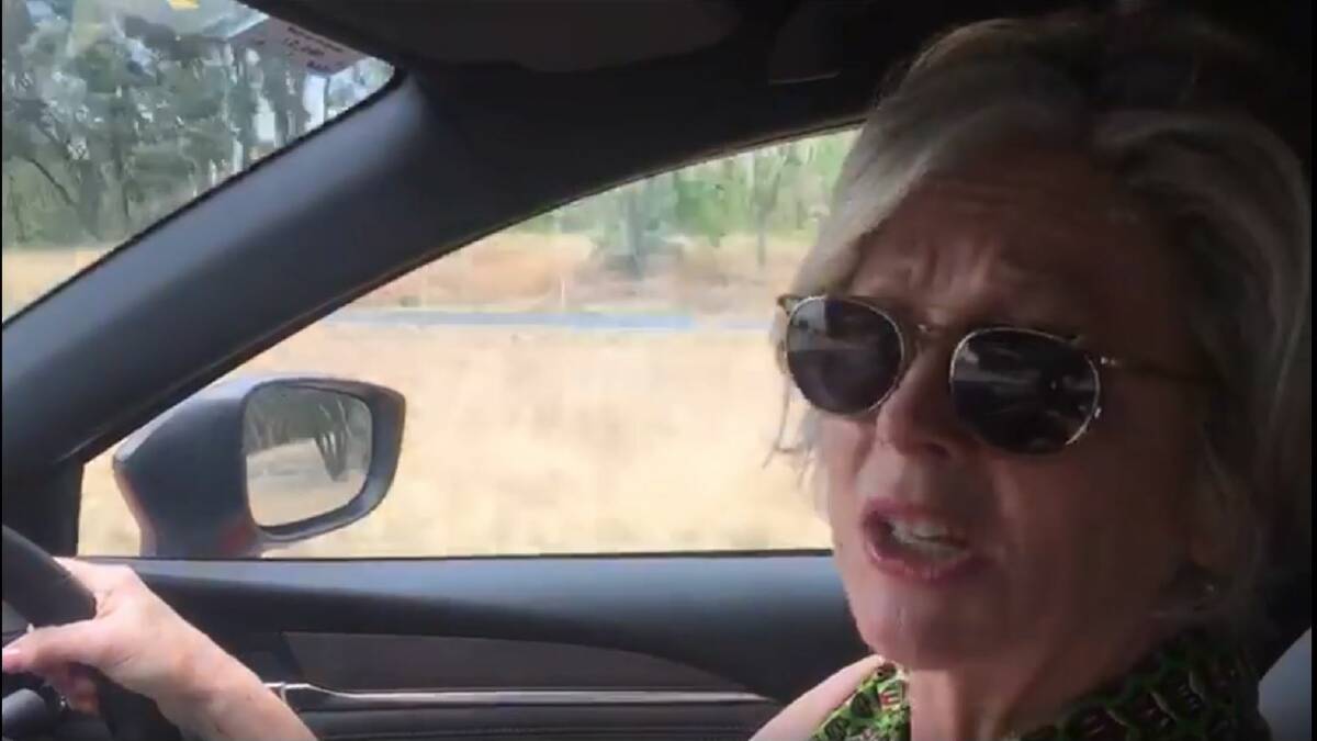 UNDER FIRE: A screenshot from the video update Helen Haines posted to Facebook, which showed her driving and speaking to a filming passenger.