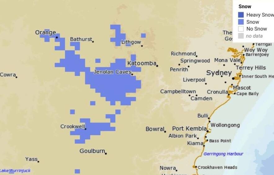 HERE IT COMES: The Bureau of Meteorology has predicted snow. 
