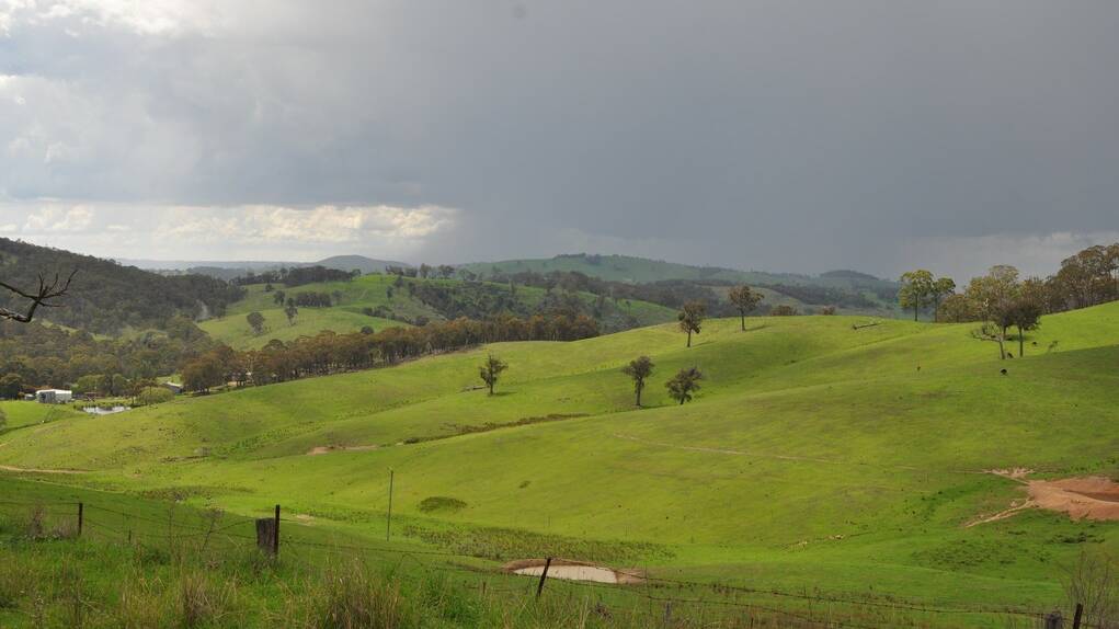 After the rain, the Palmers Oakey hillsides