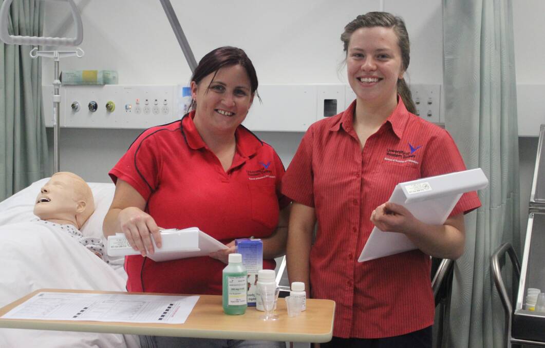 HAPPY WITH THEIR NEW OPPORTUNITIES: WSU Lithgow nursing students Jenna Fitzgerald and Marguerite Robson.